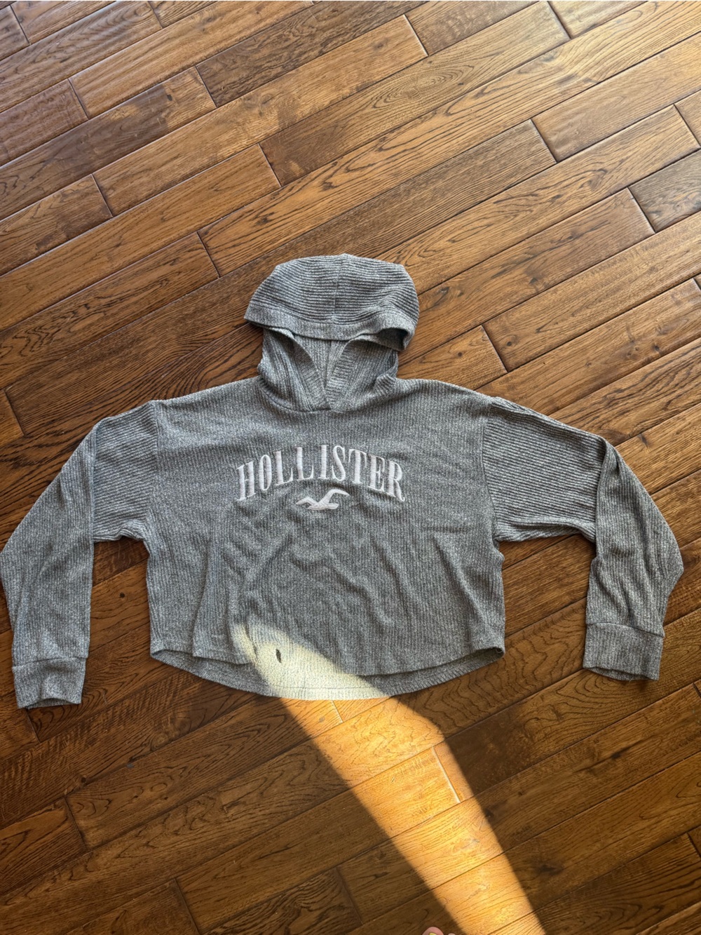 Hollister Gray Ribbed Knit S Pullover Sweatshirt